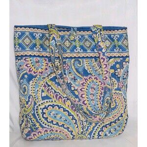 Vera Bradley Villager Tote Shoulder Hook Loop Retired Capri Blue Spring Bag